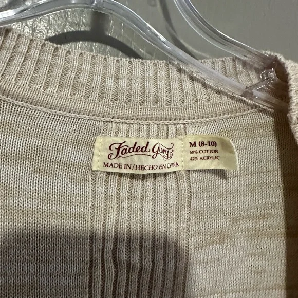 Women's Cream Cardigan Sweater Faded Glory Medium Cozy Fall Minimal Womens - Picture 2 of 3